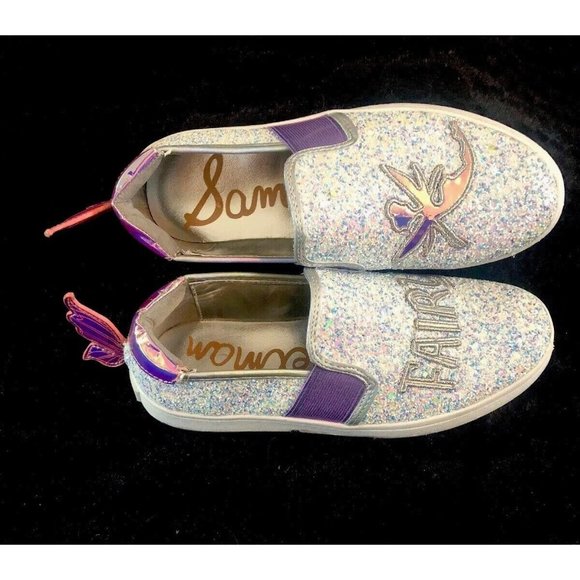 Sam Edelman Girls Slip On Glitter Fairy Sneakers/Iridescent Wings SZ: 2- - Picture 9 of 12
